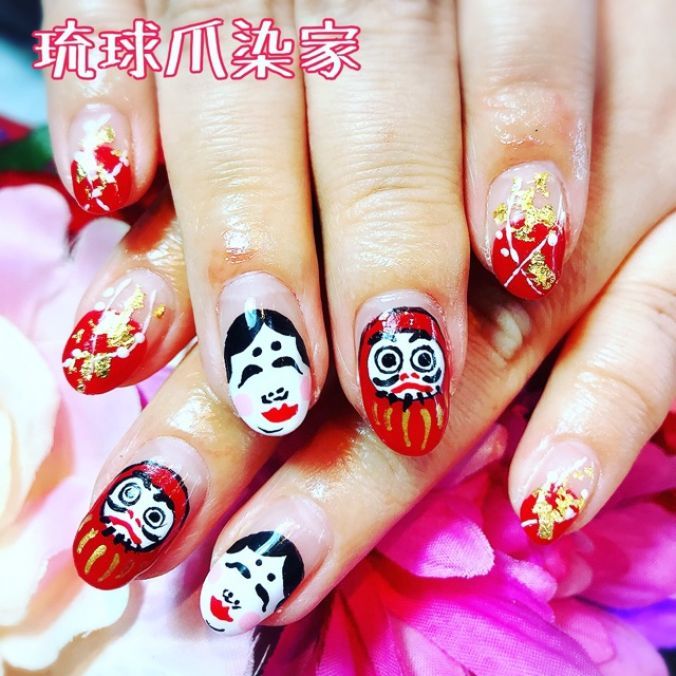 ネイルカタログ ジェル 福をよぶ新年ネイル ネイルサロン琉球爪染家 沖縄県 北谷 嘉手納のネイルサロンの検索 予約はナチュラルビューティ